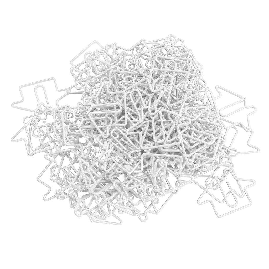 100Pcs House Shaped Paper Clips Iron Wire Multifunctional Decorative Fancy Paperclips for Organizing Marking Gift White
