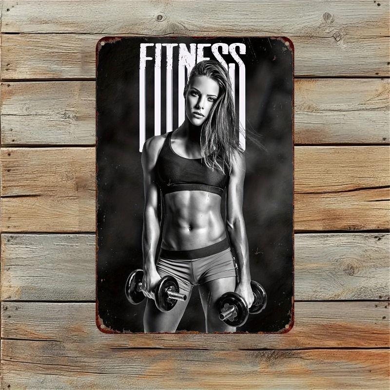 Gym Motivation Metal Tin Sign Fitness Weightlifting Dumbbell Wall Art Decor Home Gym Garage Man Cave Poster Painting
