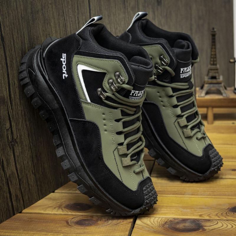 Autumn Winter Men Boots Casual Leather Work Boots Fashion No Slip Wear-resistant Climbing Shoes Outdoor Man Tennis Sneakers39-46