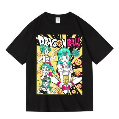 100% Baumwolle 90er Anime Ästhetik Retro Dragon Ball Bulma T-Shirt Manga Panel Grafik T-Shirt Rundhals Lässige Mode Oberteile