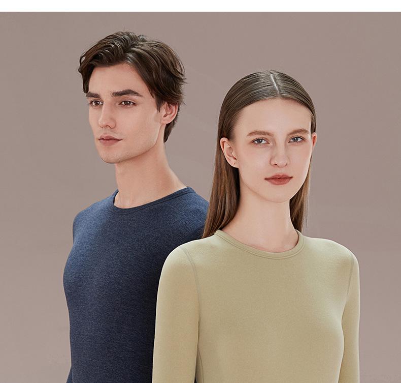 Ropa interior térmica de cachemira y seda alemana: Conjunto Unisex sin Costuras de Cuello Redondo para Otoño e Invierno