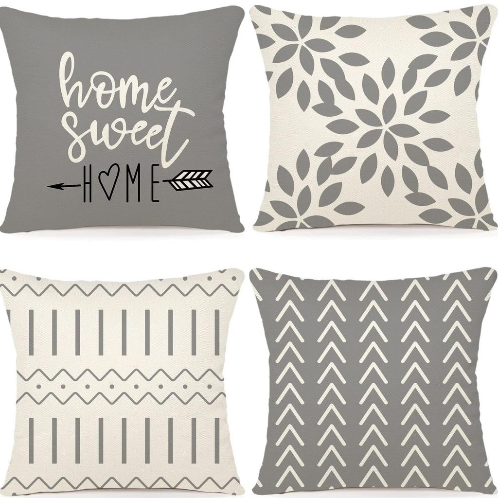 Modern Sofa Bay Window Cushion Cover Outdoor Linen Fabric Cushion Set