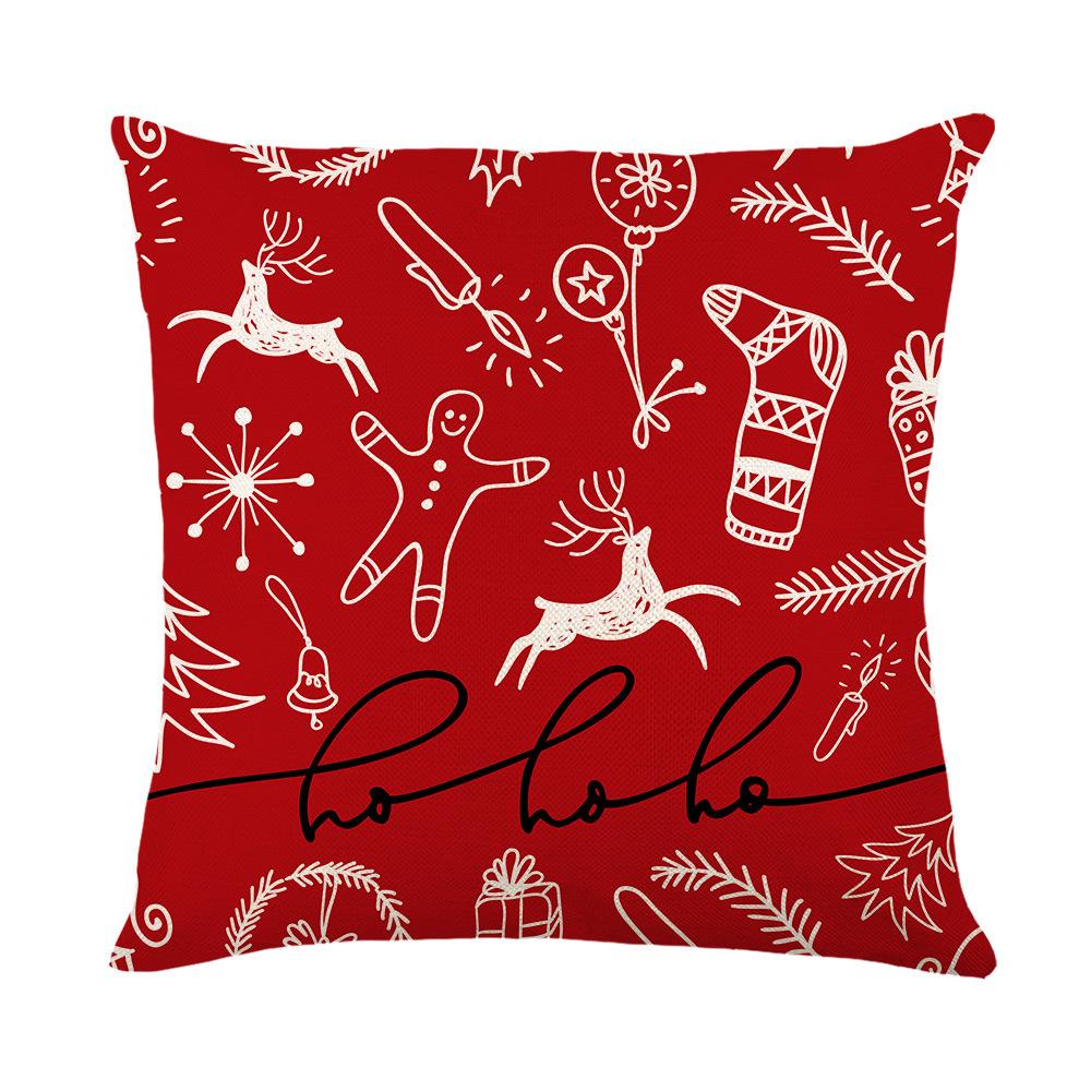 Letter Print Christmas Pillow Cover Home Sofa Bedroom Pillow Cushion Cover Linen Stripe Cushion Cover