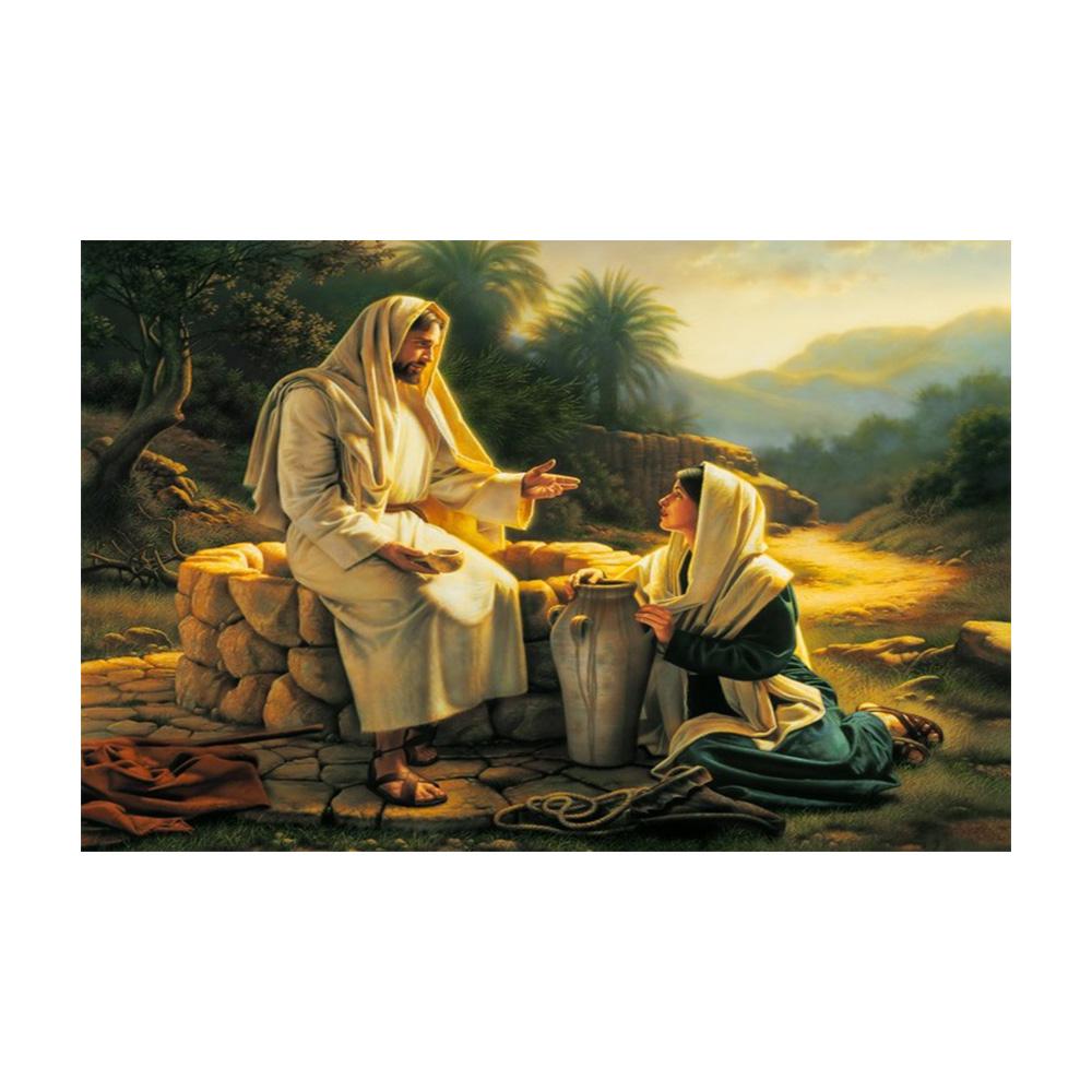 

Христианский Бог Иисус Христос Вера Самарянка Плакаты Печать Холст Картина Настенное Искусство Картина Декор 50x75cm