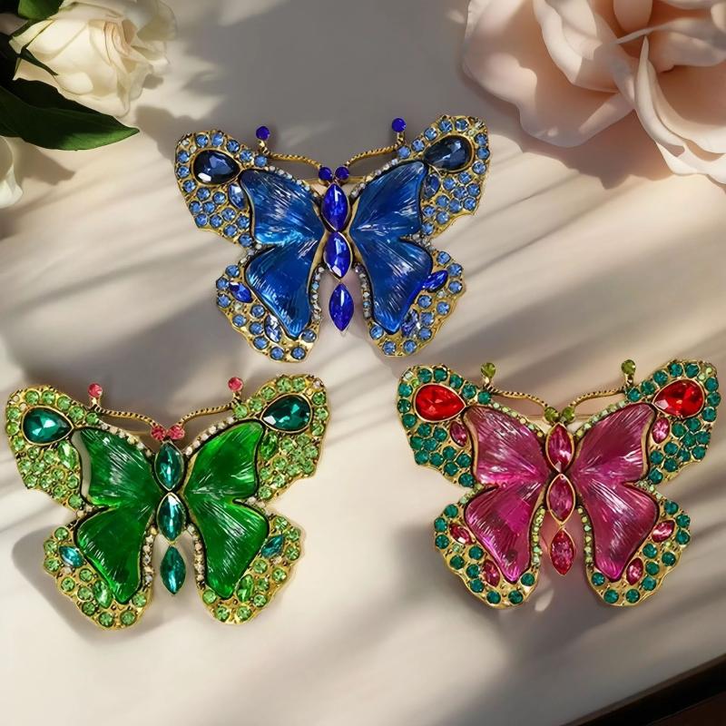 Vintage Luxury Crystal Butterfly Brooches For Women Girls Colorful Rhinestone Brooch Clothing Pins Fashion Party Jewelry Gifts