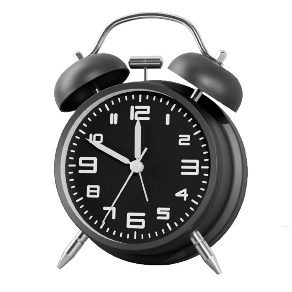 3D-Dial Metal Frame Alarm Clock Black Metal Frame with Matte Finish Twin Bell Loud Alarm Clock