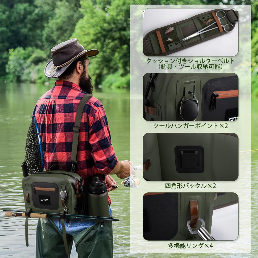 Goture Fishing 10L Large IPX8 840D TPU Fly Fishing Tackle Tackle for Outdoor Stream and Hiking Bag, Capacity, Waterproof, Material, Ultra-Lightweight,