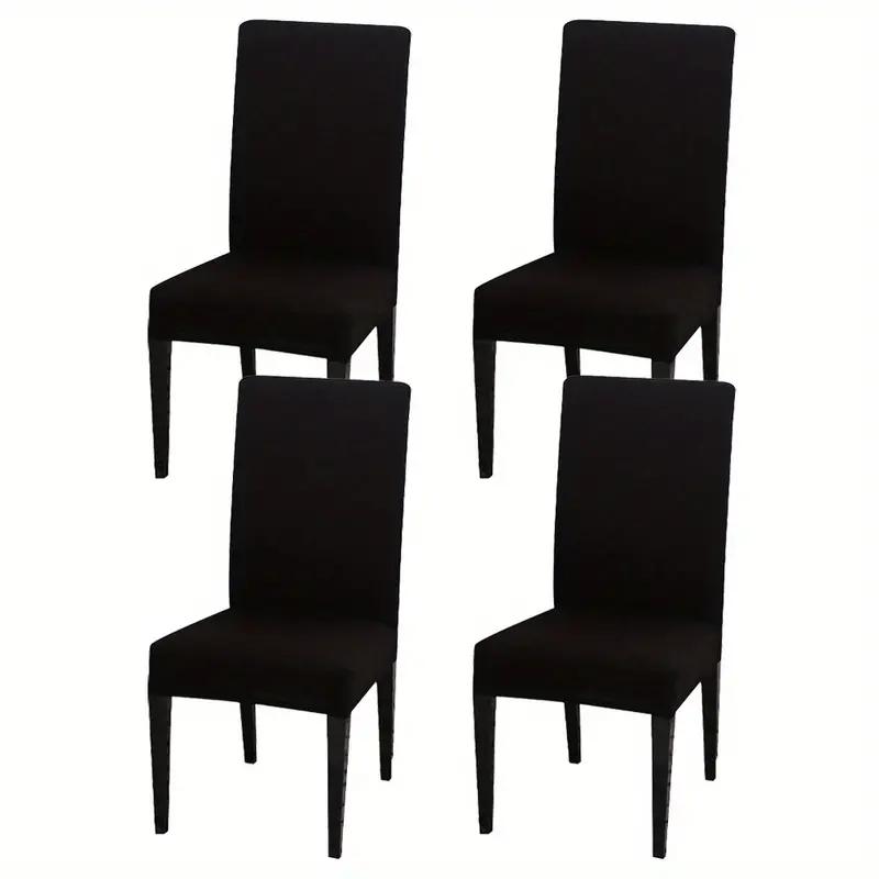 4PCS/6PCS Four Seasons Solid Color Elastic Chair Covers for Home, Hotel, and Restaurant