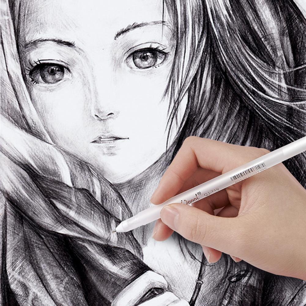 Pix marker alb de 0,8 mm, stilou cu gel cu cerneală creativ, pixuri graffiti pentru pictură, pentru student, desen, artă, scris, articole de papetărie