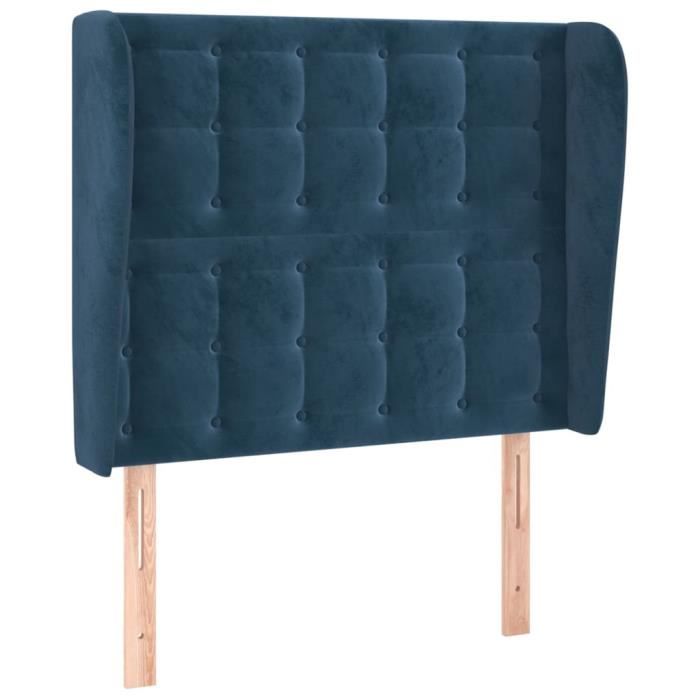 VidaXL Tête de lit avec oreilles Bleu foncé 93x23x118-128 cm Velours3118430