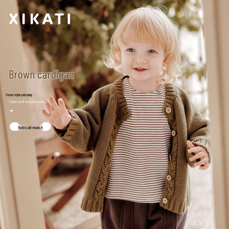 Xika Ti Boys  Wool Knit Cardigan - Stylish Children s Sweater for Autumn/Winter 2025