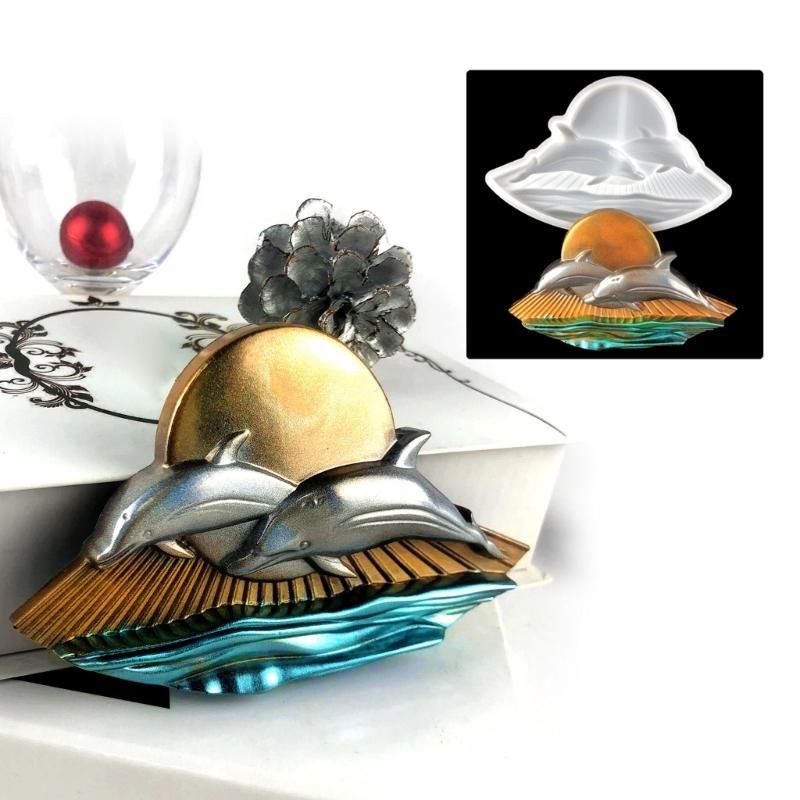 Sun Dolphin Resin Mold Semi-stereoscopic Silicone Molds Epoxy Casting Mould for Wall Hanging Mount Decor DIY Crafts