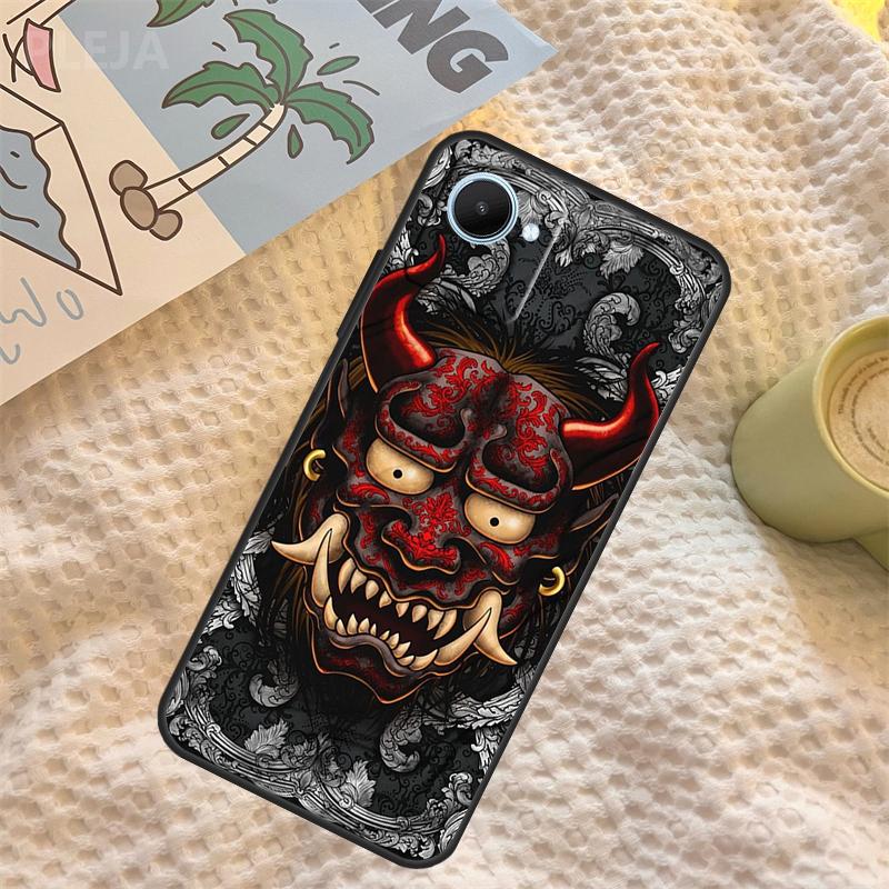 Samurai Oni Mask Case For Realme C71 C75 C61 C53 C55 C33 C63 C51 C65 C67 11 12 13 14 Pro Plus GT6 GT7 15 Pro