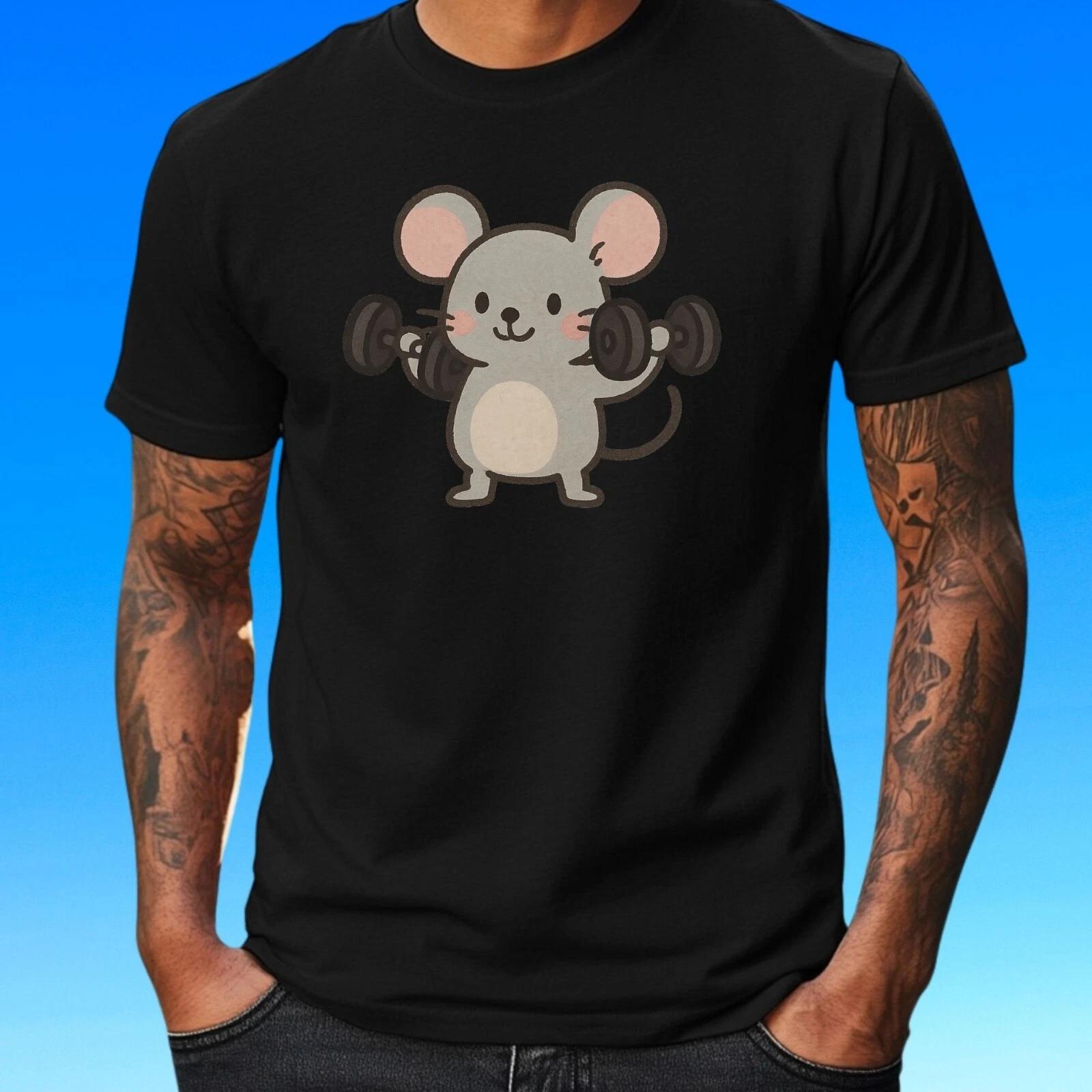 T-Shirt Herren Maus mit Gewichten Motiv Baumwolle Größe S bis 5XL XL