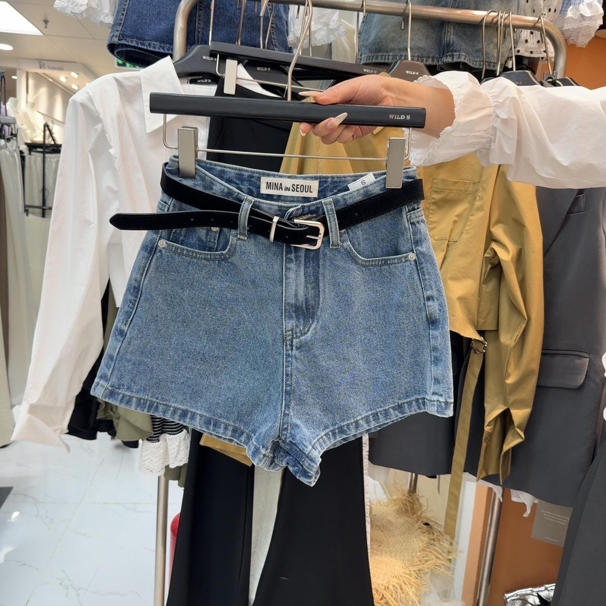 Women s Retro High-Waisted Dark Blue A-Line Denim Shorts 2XL
