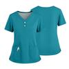 Women's Short Sleeved Solid Color V-neck Buttonable Side Slit Top T-shirt