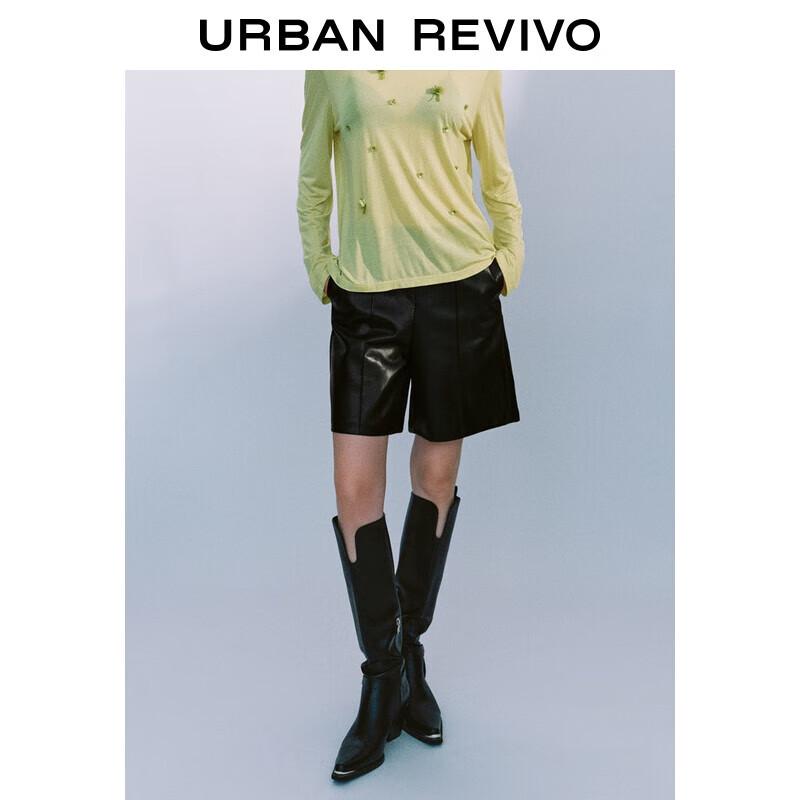 

UR 2025 Autumn Women s Retro PU Capri Shorts M