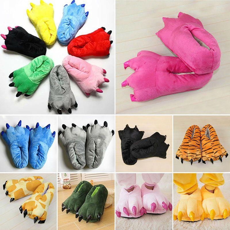 Cozy Dinosaur Cosplay Costume Slippers With Soft Plush Paw Shoes For Winter Warmth