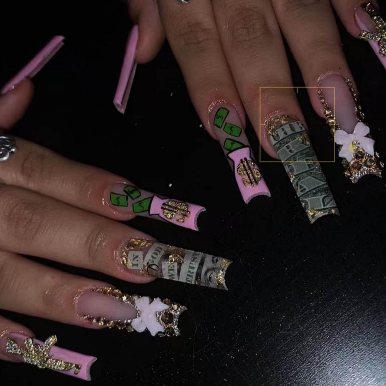 

Стразы Накладные ногти: Накладные ногти ручной работы с креативной индивидуальностью и ярким розовым дизайном