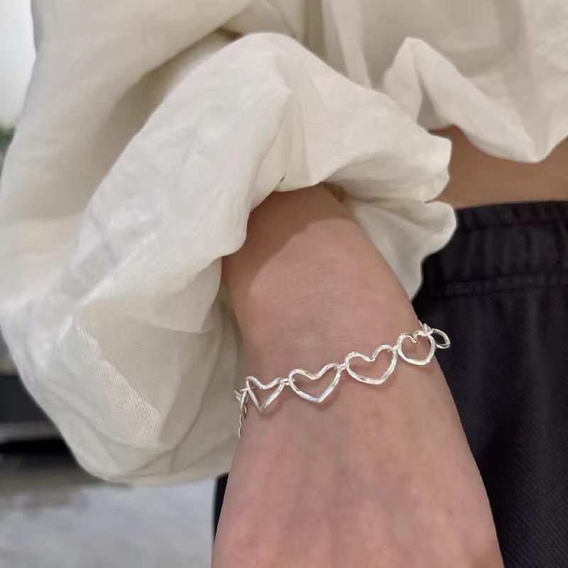 PANJBJ 925 Silve Beads Letters Bracelet for Women Girl Gift Punk Good Luck Simplicity Jewelry