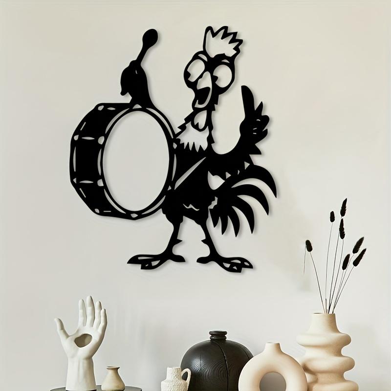 1pc Quirky Rooster Metal Wall Art Farmhouse Garden Halloween Christmas Animal Decor Gift