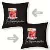 "I'M Negroni Positive" Pillow Cover 2D Printed Polyester Sofa Cushion Case – Cocktail Art Design For Bar Lovers 40X40Cm