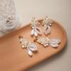 Mori Petal Resin White Flower Fringed Earrings Light Luxury High-End Earrings Atmosphere Ear Clips