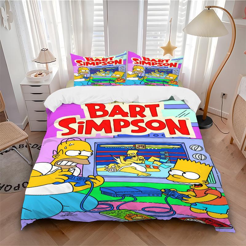 Bart Simpson Gamestation 479 Bedding Set - 3 Piece Comforter Cover Gift for Bedroom,Includes No InsertB184