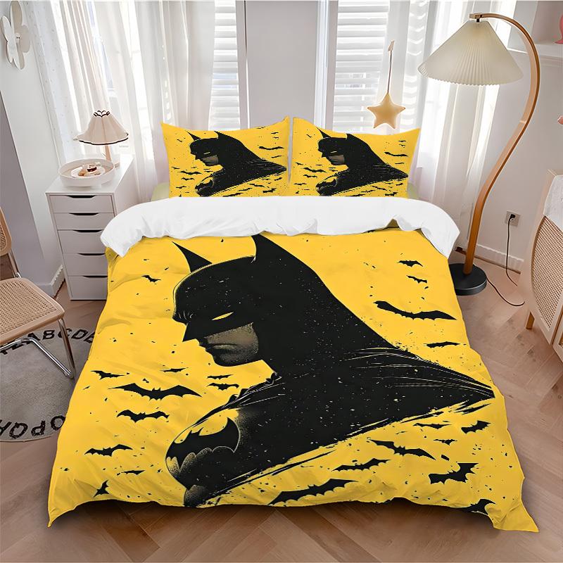 

3 шт. Комплект постельного белья «Сигнал Бэтмена», Пододеяльник и наволочки, Машинная стирка, Подходит для всех сезонов, Дизайн для спальни (Без наполнения)256 135x200cm