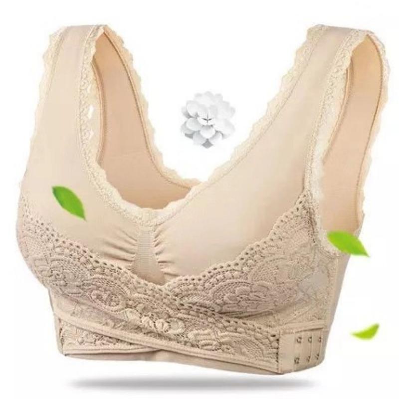 Front Cross Side Buckle Lace Gathered Wireless Sports Bra For Women Yoga Running Fitness
