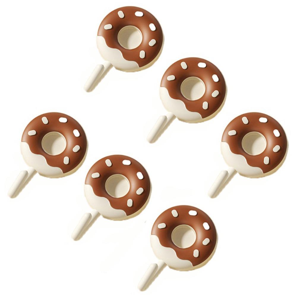 6Pcs Self-adhesive Donut Shape Hooks Wall Mounted Clothes Hanger Creative Key Holder  for Home