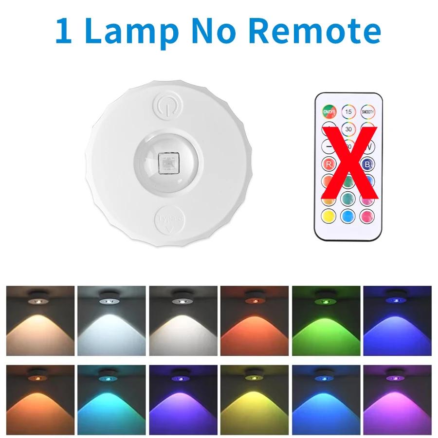 

1/2Pcs RGB Led Night Light Under Cabinet Light Spotlight with Remote Control Rechargeable for Display Closet Wireless Dimmable