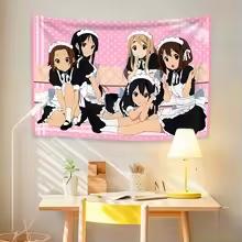 KKON Maid Ver Anime Tapestry Pink Heart Wall Hanging for Bedroom Dorm Decor Kawaii Music Anime Themed Home Decor for Bedro
