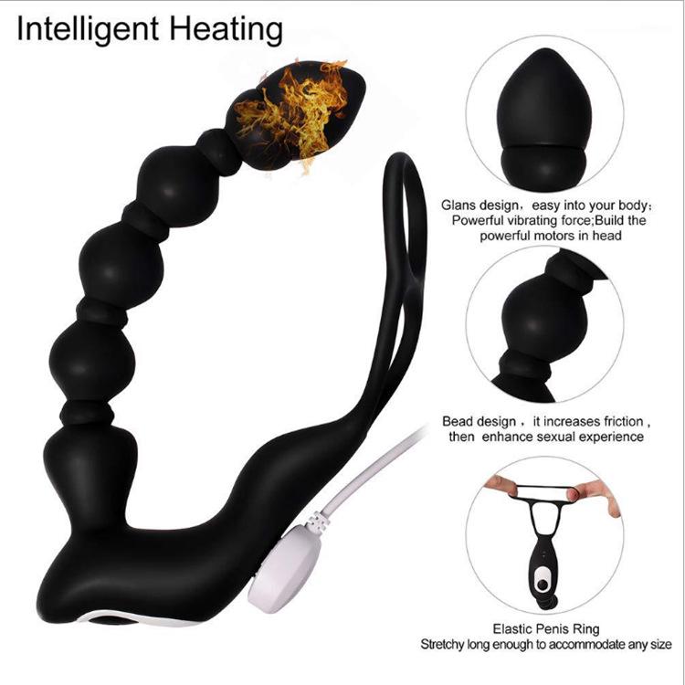 Male Prostate Massage & Anal Plug Anal Prostate Stimulator Butt Plug Delay Ejaculation Ring Sex Toys with 10 Frequency Vibration