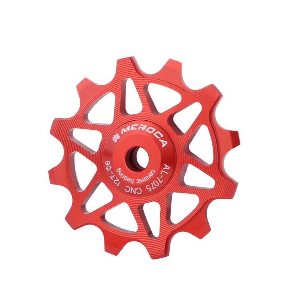 Ceramic Bearing Bearing Guide Wheel Road Bike Aluminum Alloy + Ceramic 12T Red