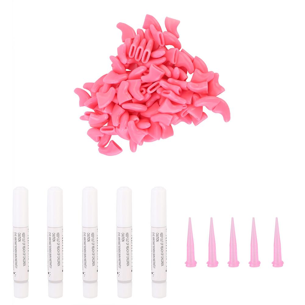 100 Stück Haustier Katze Weiche PVC-Nagelabdeckung Kralle Wrap Pflegezubehör (Hellrosa XS)