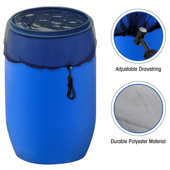 45659 Pcs Outdoor Barrel Mesh Cover Drawstring Closure Water Collection Bucket Protective Guard Preventing Leaves Debris And Small