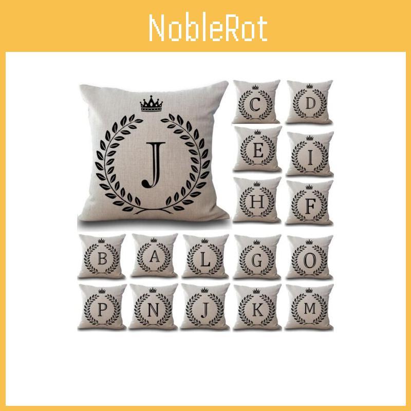 Stylish 26 Letter Cotton Linen Cushion Cover Pillow Case For Home Sofa Decor 18 Inch