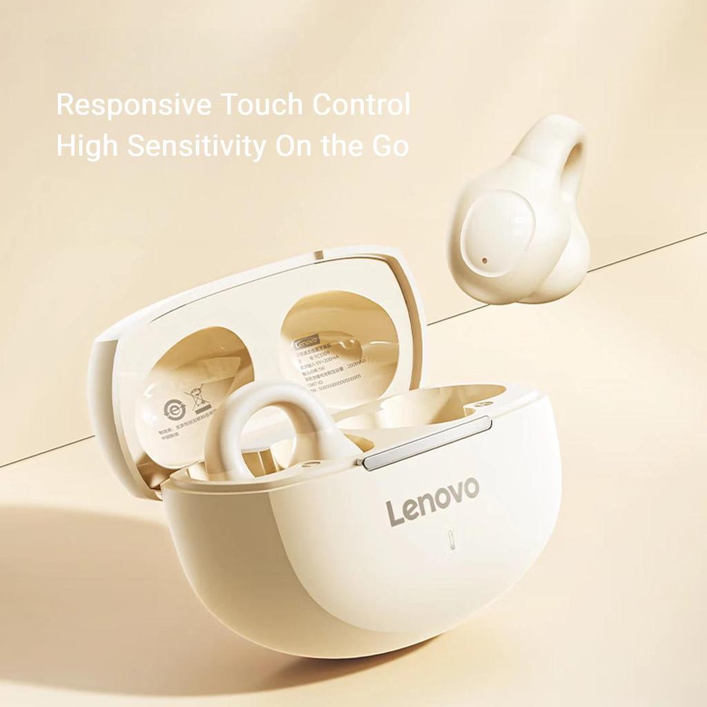 Lenovo Bluetooth Earphones, Clip-On Open-Ear Design, Bluetooth 5.4 Wireless Sports Music Gaming Headphones, EA420 Black