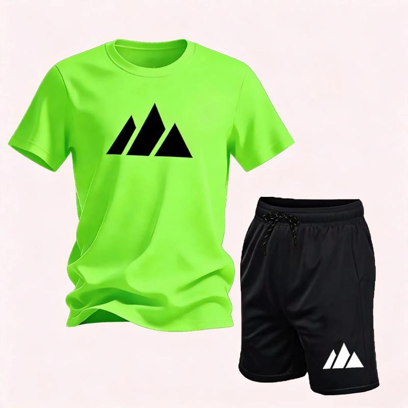 Sommer Mode Trendig Lässig Sport Zwei-Teiler Set Jugend Herren Kurzarm T-Shirt Shorts Set Atmungsaktiv Schnelltrocknend Active Wear