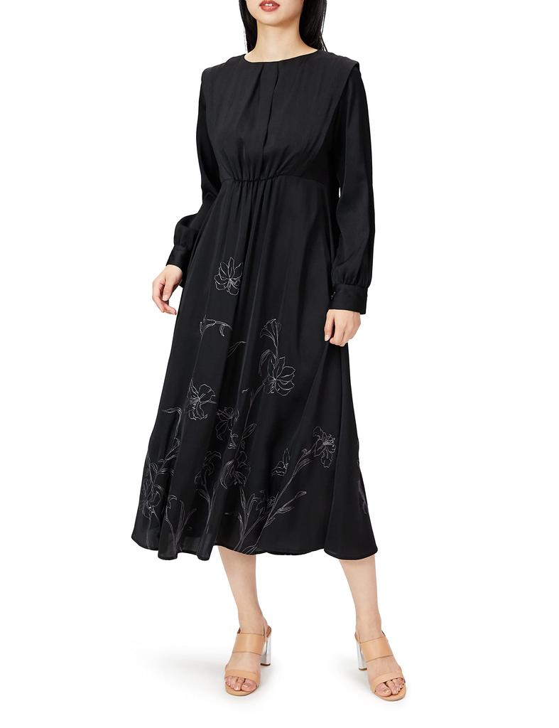 Embroidered Long Dress LWFO215061 BLK F [Lily Brown] Women's