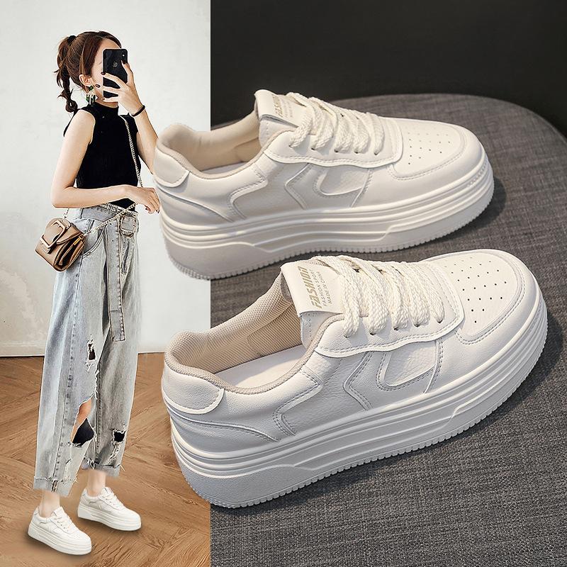 Leather Platform Shoes for Women's Casual Sneakers
