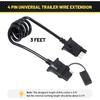 Oyviny 4 Way Flat Trailer Extension Coiled Cable 3 Feet Stretchable 18AWG Vehicle-Side And Trailer-Side 4-Pin Trailer Wiring Harness Pure Copper