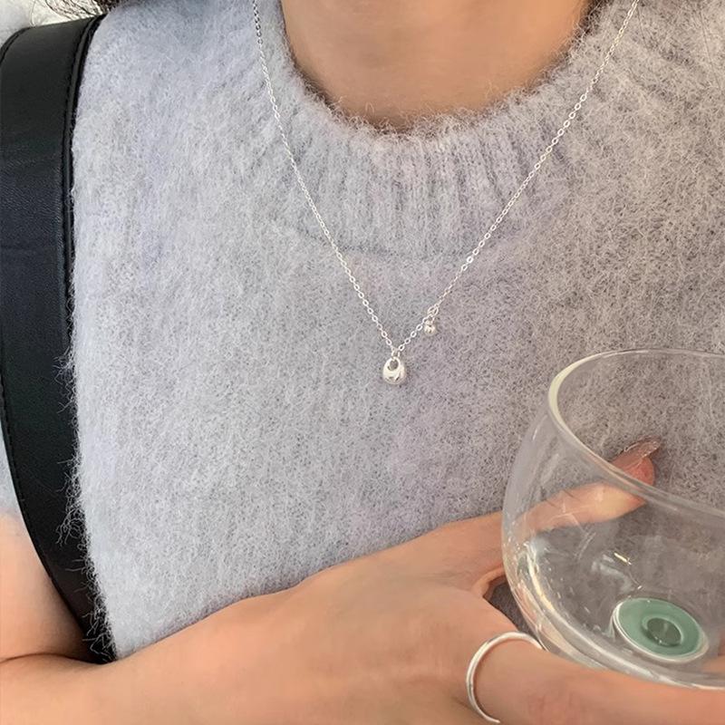 Korean-Style Sterling Silver Money Bag Necklace - Women's High-End, Versatile Clavicle Chain