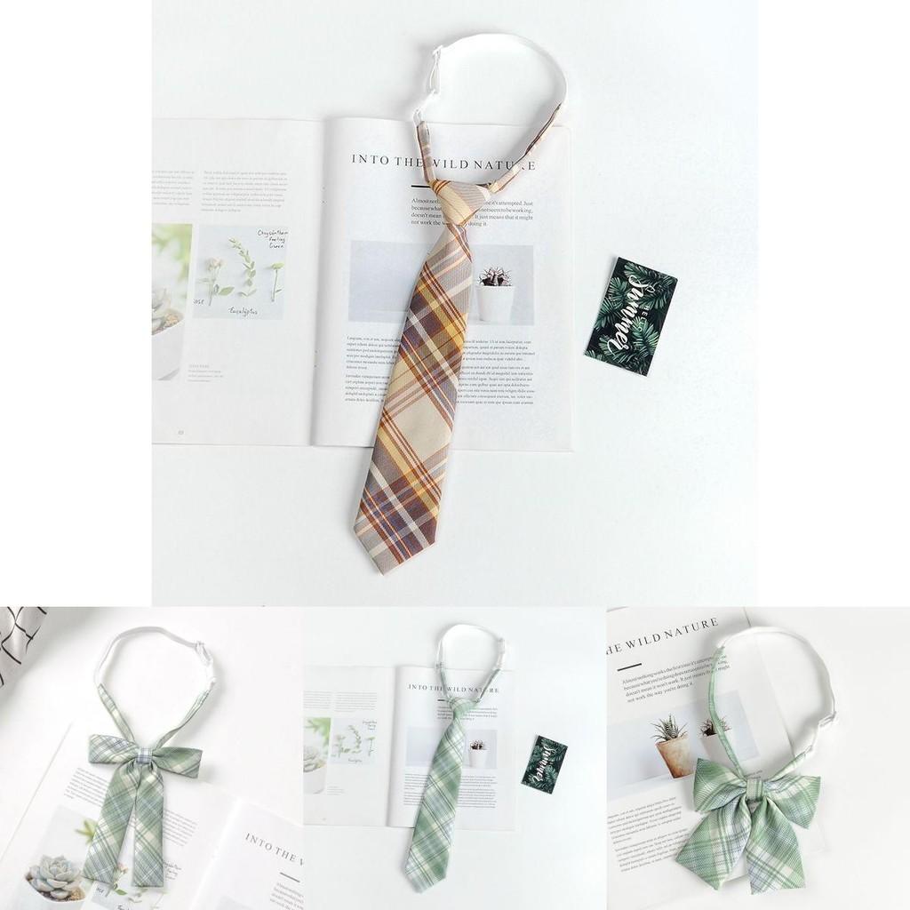 Japanese School Girl Style Polyester Plaid Neck Tie With Bow For Kids Uniforms