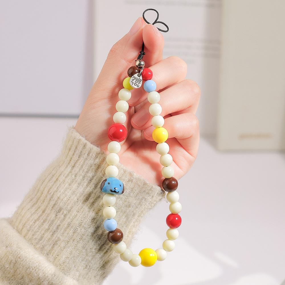 Pink Butterfly Pearl Bow Phone Chain Anti-Lost Bracelet For Mobile Phone Case Wrist Strap Lanyard Phone Keychain Portable Chain