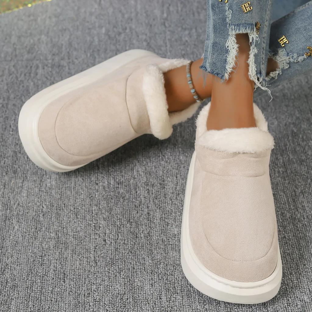Fashion Plus Size Platform Snow Boots for Women Autumn and Winter Outdoor Anti-Slip Warm Plus Velvet Slip-on Ankle Boots for Women