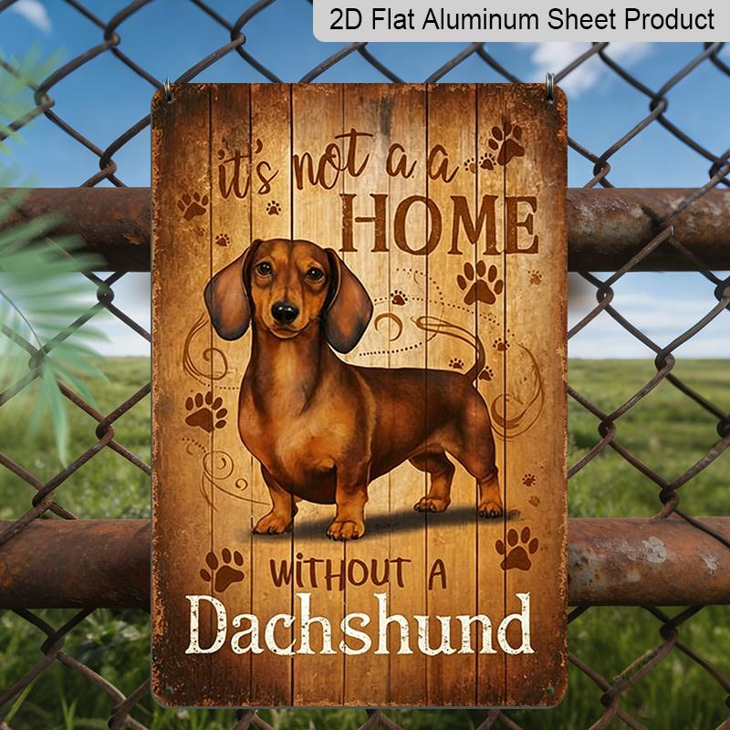 2D Flat German Dachshund Metal Sign - Retro Aluminum Dachshund Dog Wall Art Plaque, Durable Sign with Pre-Drilled Holes, 8x12 Inches /Outdoor 20*30cm