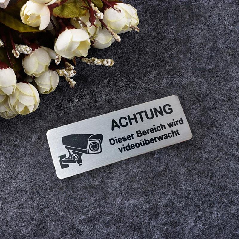 1Pcs Aluminum Watch Video Surveillance Warning Sign Private Camera Surveillancewith Sticker With Tape