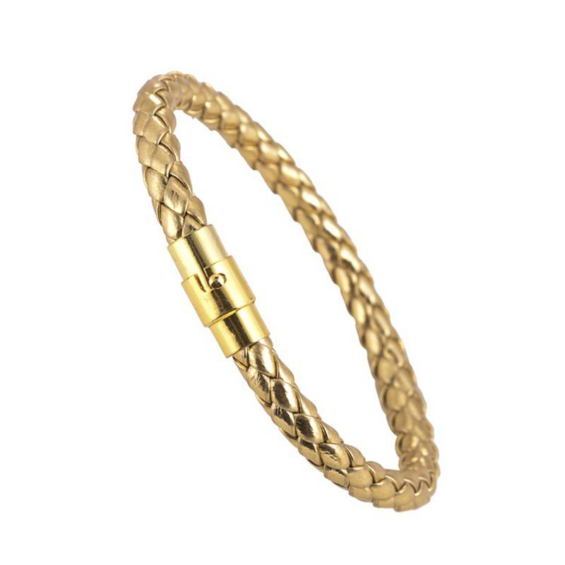 Bangle Leather Unisex Bracelets Gift Wristband Trendy Jewelry Men Women Braided Alloy Button For Loves  Jewelry Accessory